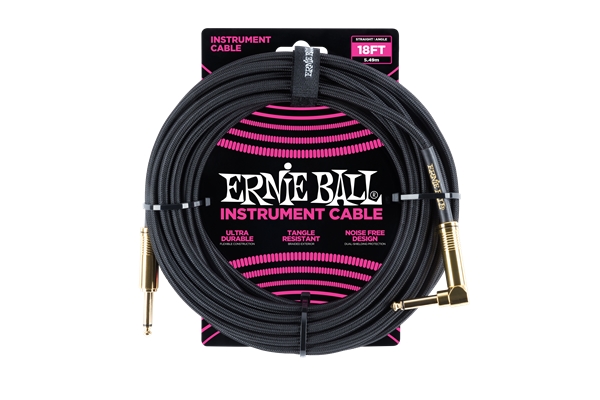 Ernie Ball - 6086 Cavo Braided Black Gold Tips 5,49 m