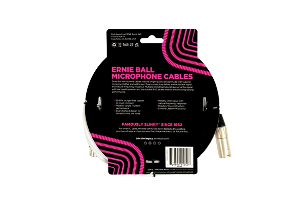 Ernie Ball - 6389 Cavo Microfonico PVC bianco 6 m