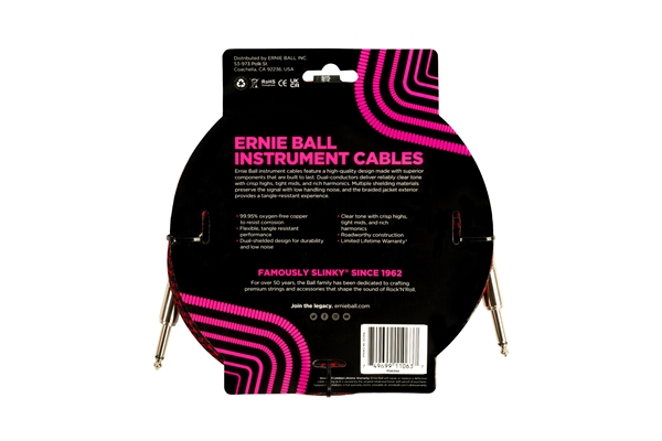 Ernie Ball - 6394 Braided Straight Straight 3m