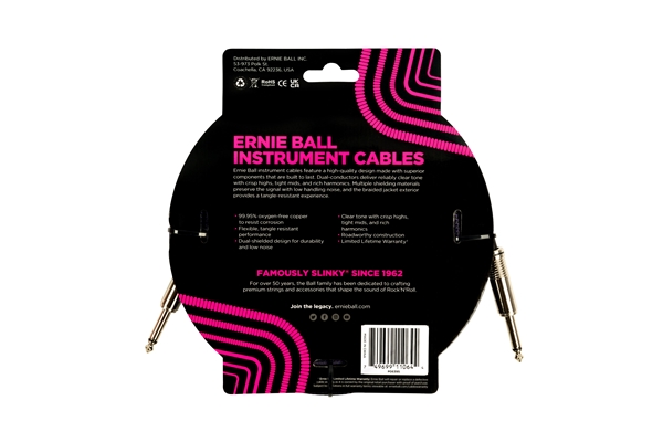 Ernie Ball - 6395 Braided Straight Straight 5.5m