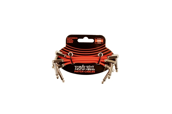 Ernie Ball - 6401 Flat Ribbon Patch Cable Red 7,62cm 3-Pk