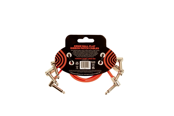 Ernie Ball - 6403 Flat Ribbon Patch Cable Red 30,48cm 3-Pk