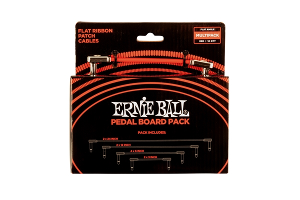 Ernie Ball - 6404 Flat Ribbon Patch Cables Red Multi-pack