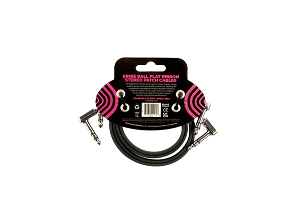 Ernie Ball - 6406 Flat Ribbon Stereo Patch Cable 60,96cm 2-Pk