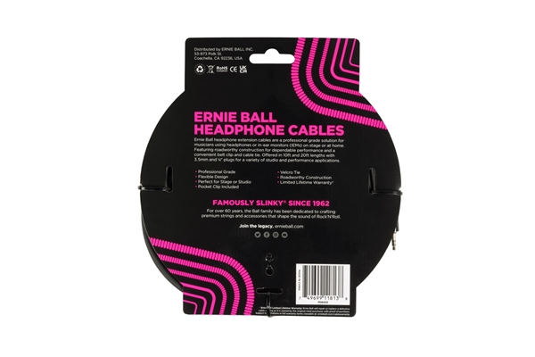 Ernie Ball - 6425 Prolunga cuffie trs jack piccolo 6m