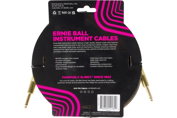 Ernie Ball - 6428 Braided Cables Pay Dirt 3m