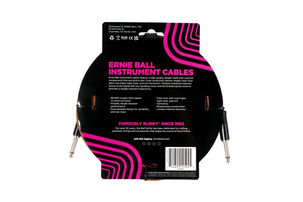 Ernie Ball - 6468 Braided Pumpkin Pie Straight-Straight 3m