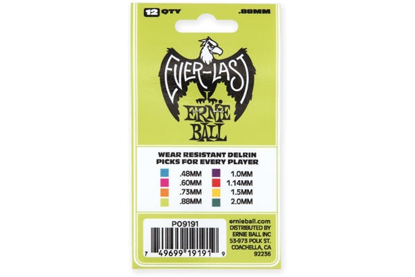 Ernie Ball - Plettri Everlast Green 0.88mm Busta da 12