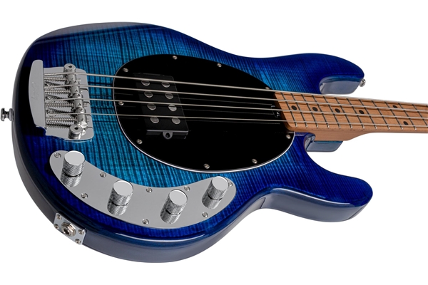 Sterling by Music Man - Stingray Ray 34 Flame Maple Top Neptune Blue