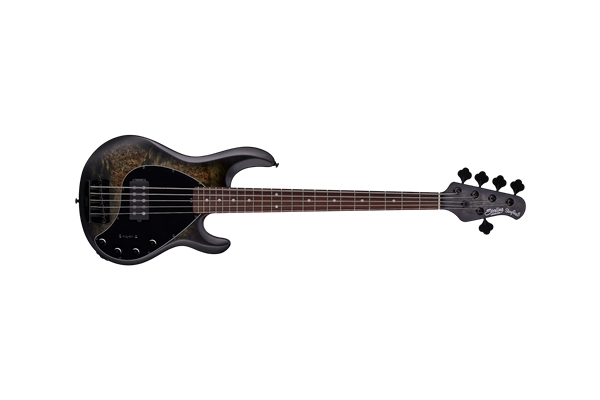 Sterling by Music Man Stingray Ray35PB 5 Poplar Burl Trans Black Satin