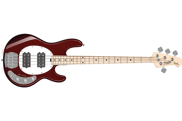 Sterling by Music Man - StingRay Ray4 HH 4 Corde Candy Apple Red Tastiera Acero