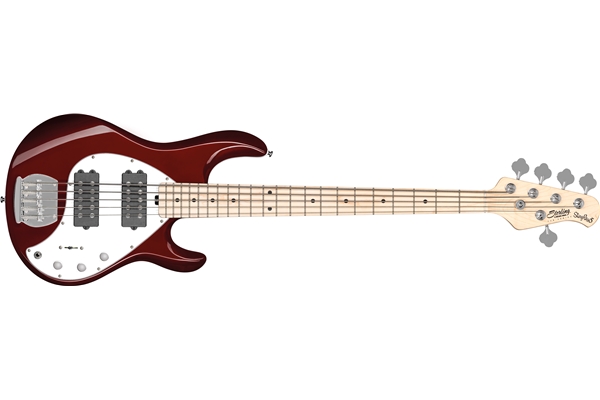 Sterling by Music Man - StingRay5 Ray5 HH 5 Corde Candy Apple Red Tastiera Acero