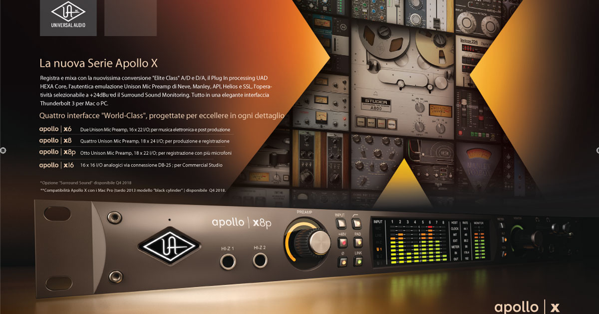 Apollo X la nuova serie di schede audio professionali Universal Audio Apollo X la nuova serie di schede audio professionali Universal Audio