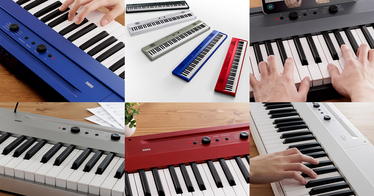 Una panoramica degli allegri colori con cui viene anche proposta la nuova serie di Liano il piano digitale compatto di KORG Una panoramica degli allegri colori con cui viene anche proposta la nuova serie di Liano il piano digitale compatto di KORG