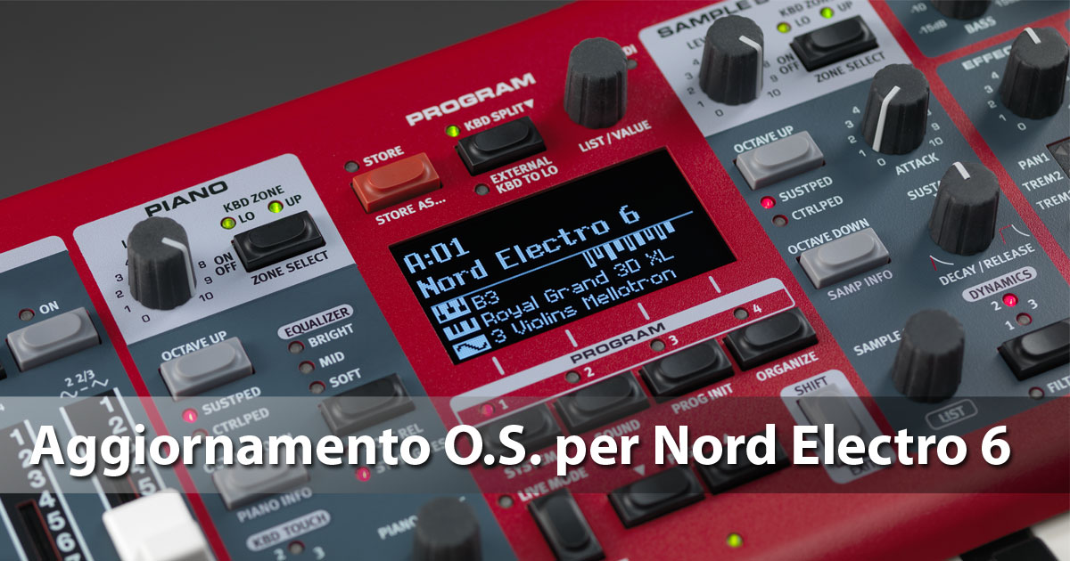 Nuovo Sistema operativo V. 1.14 per Nord Electro 6D