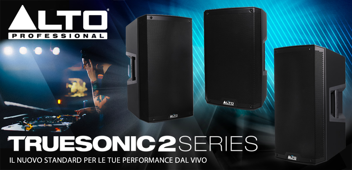 La nuova serie di casse amplificate Truesonic 2 della Alto Professional. Fanno parte della linea TS2: TS210, TS212, TS215, TS212W, TS215W La nuova serie di casse amplificate Truesonic 2 della Alto Professional. Fanno parte della linea TS2: TS210, TS212, TS215, TS212W, TS215W