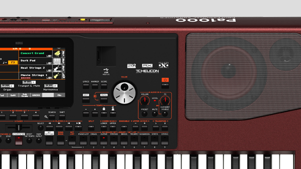 Il pannello di KORG Pa1000 possiede un Layout intuitivo e razionale che agevola l'interazione con lo strumento