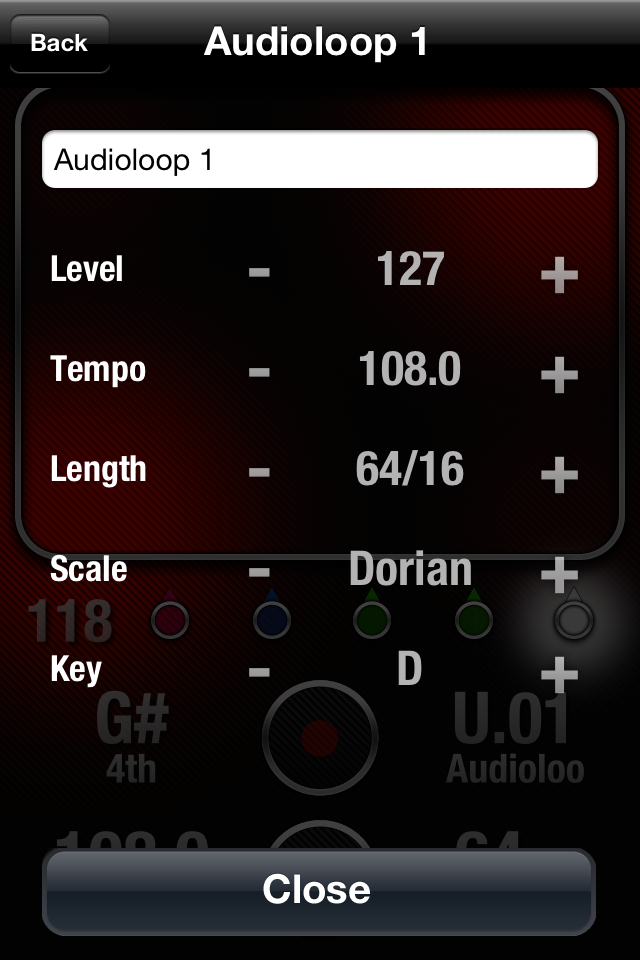 informazioni sull'audio loop importato
