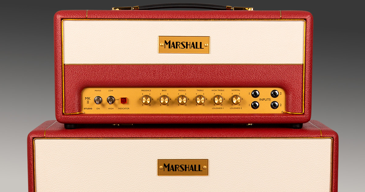 In finitura Maroon/Cream, la testata SV20H e il cabinet 1974CX, ripropongono le sonorità del Marshall 1959LP in un formato da studio.