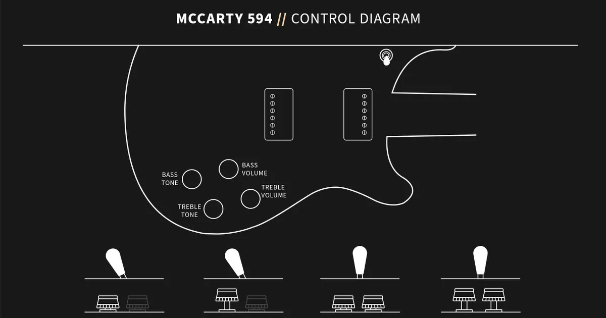 La PRS McCarty 594 ha presenta controlli di volume e tono separati.