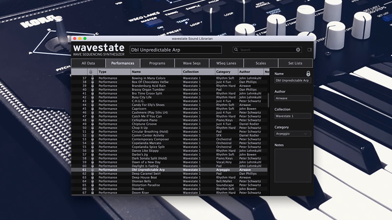 KORG wavestate update 1.03 e Sound Librarian