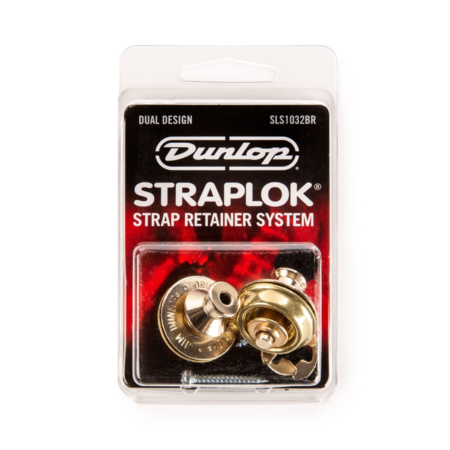 Dunlop SLS1032BR Straplok Dual Design Strap Retainer System, Brass