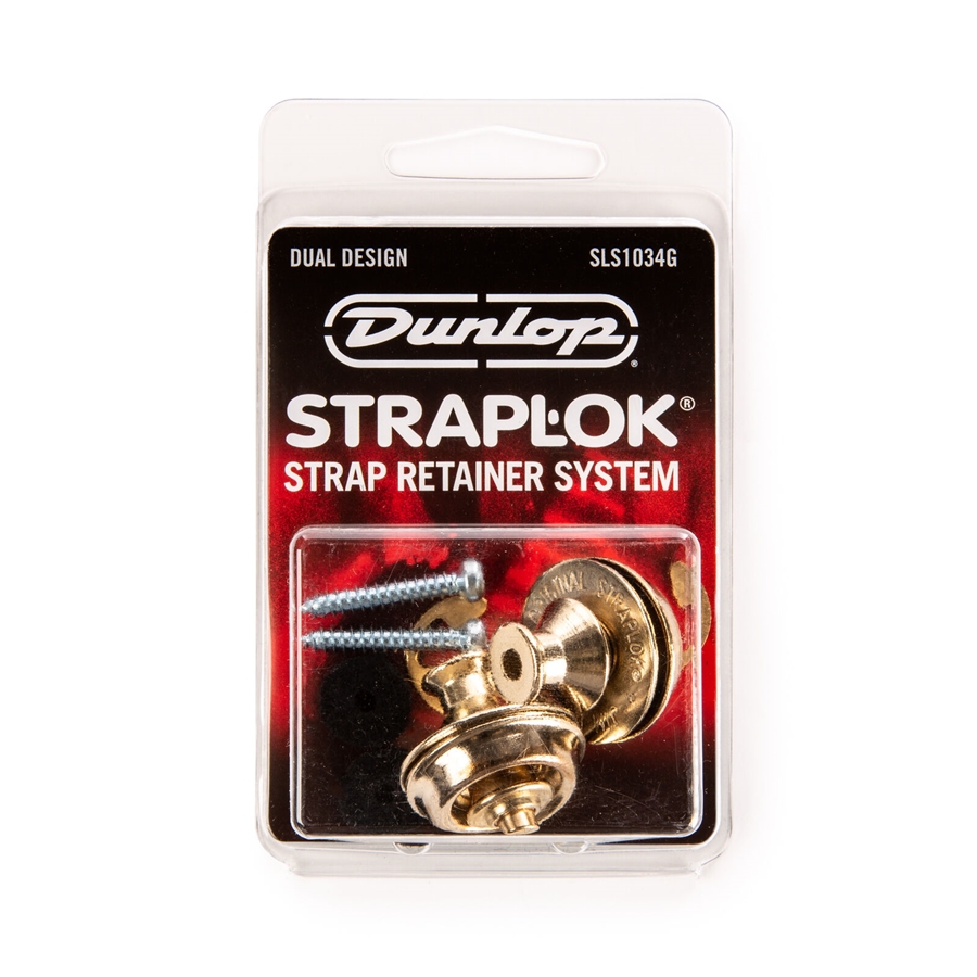 Dunlop SLS1034G Straplok Dual Design Strap Retainer System, Gold