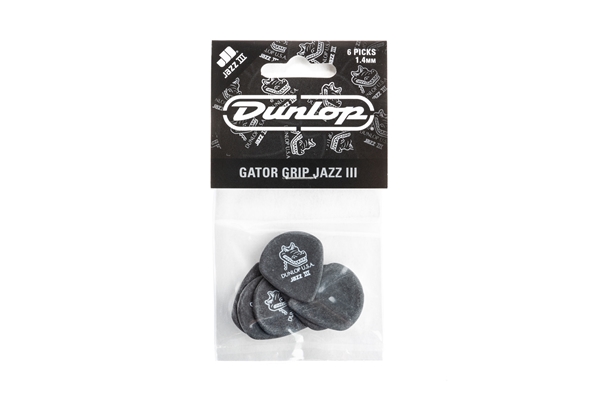DUNLOP 571P1.4 GATOR GRIP JAZZ III 1.4MM PLAYER PACK/6
