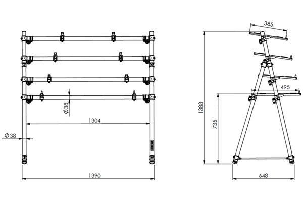 QUIK LOK MKS4 SUPPORTO MULTIPLO IN ALLUMINIO PER 4 TASTIERE