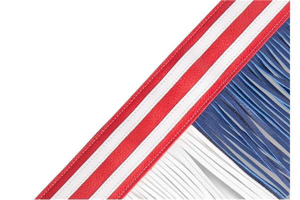 LEVY'S MGFUSA-RWB TRACOLLA IN PELLE AMERICANA FRINGE RED WHITE BLUE 2 1/2