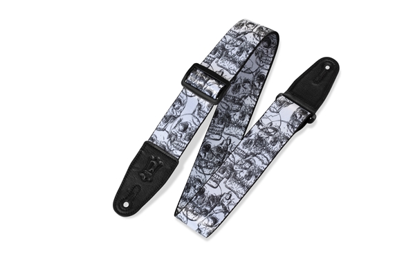 LEVY'S MPD2-048 TRACOLLA IN POLIESTERE WHITE & BLACK SKULLS 2