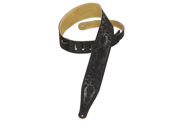 LEVY'S MS17T04-BLK TRACOLLA IN PELLE SCAMOSCIATA SKULLS 2 1/2