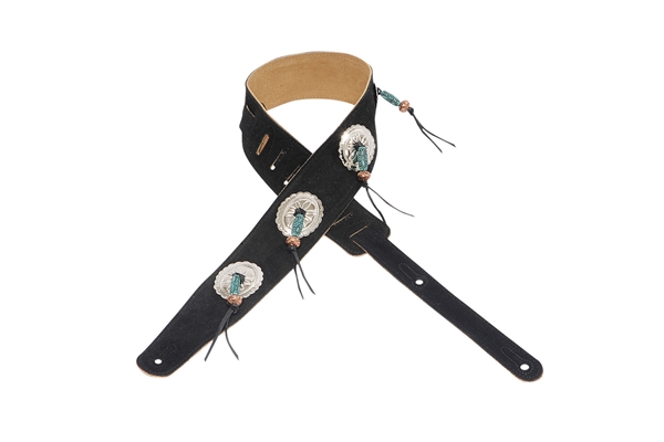 LEVY'S MS26SF-BLK TRACOLLA IN PELLE SCAMOSCIATA TURQUOISE TASSELS 2 1/2