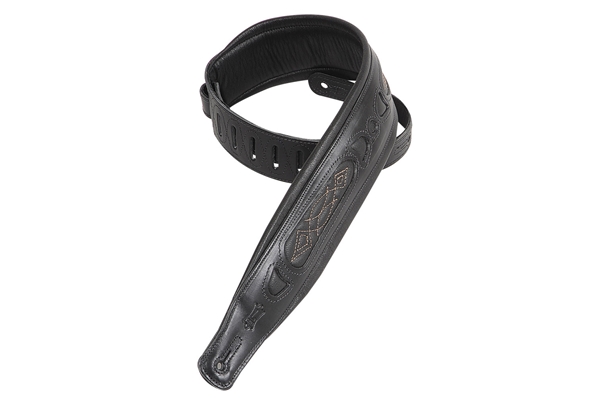 LEVY'S PM31-BLK TRACOLLA IN PELLE CONCIATA AL VEGETALE BLACK EMBROIDERED 3