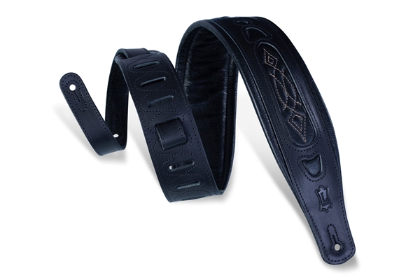 LEVY'S PM31-BLK TRACOLLA IN PELLE CONCIATA AL VEGETALE BLACK EMBROIDERED 3