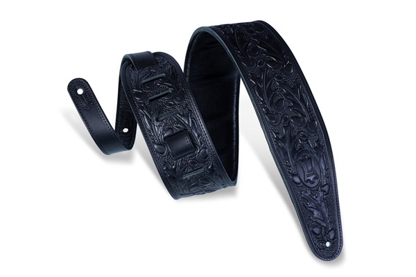 LEVY'S PM44T01-BLK TRACOLLA IN PELLE CONCIATA AL VEGETALE CON MOTIVO LAVORATO A MANO BLACK 3