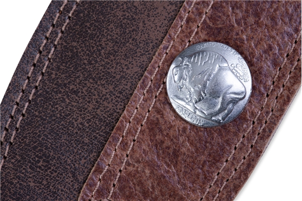LEVY'S PMD4BU-DBR TRACOLLA IN PELLE CON 5 CENT COIN TWO TONE BROWN 2 1/2