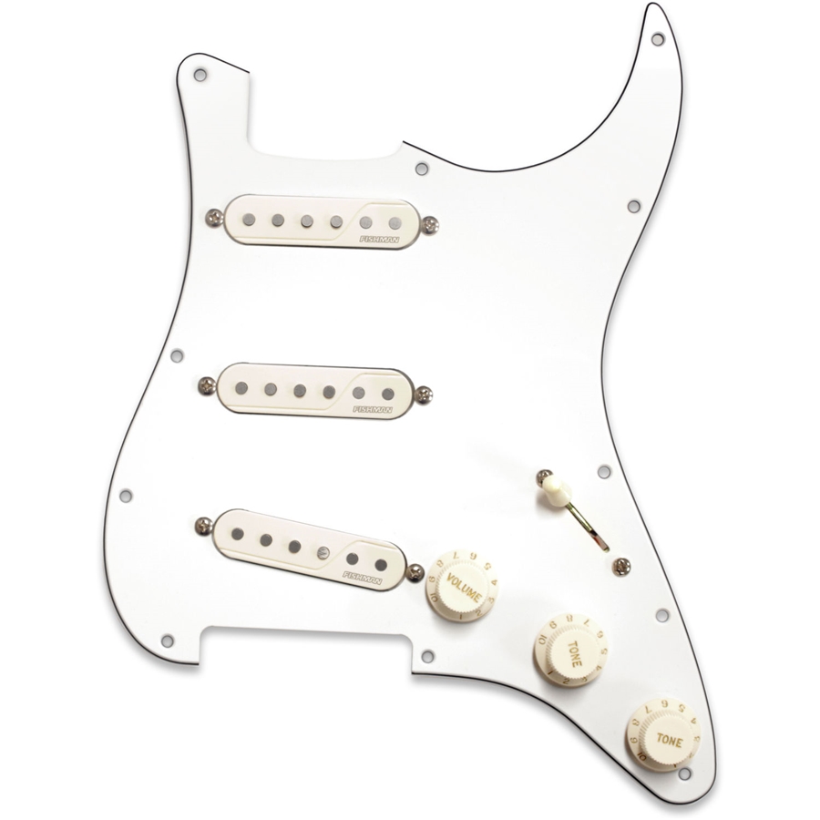 FISHMAN FLUENCE LOADED PICKGUARD STRATOCASTER 3 SINGLE WIDTH WHITE