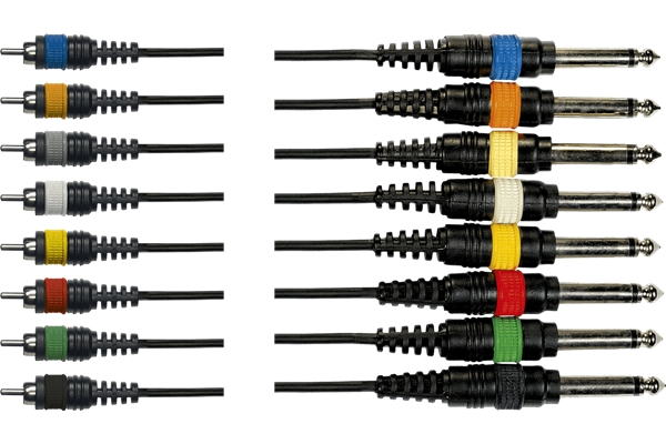 YELLOW OC16 FRUSTA 8 CAVI RCA MASCHIO/JACK MONO 5 M