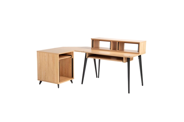 GATOR FRAMEWORKS GFW-ELITEDESK-MPL SCRIVANIA WORKSTATION ELITE IN ACERO NATURALE OPACO PER STUDI DI REGISTRAZIONE E CONTENT CREATOR<BR>