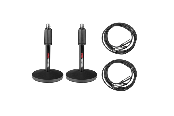GATOR FRAMEWORKS GFW-MIC-DESKTOP-2PK SET DA 2 SUPPORTI MICROFONICI DA TAVOLO CON CAVI XLR