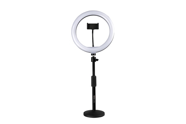 GATOR FRAMEWORKS GFW-RINGLIGHTDSKTP ANELLO LED DA TAVOLO CON SUPPORTO SMARTPHONE PER STREAMING, PODCAST E CONTENT CREATION