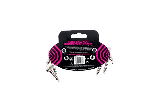 ERNIE BALL 6384 FLAT RIBBON PATCH CABLE WHITE 7.62CM 3PK