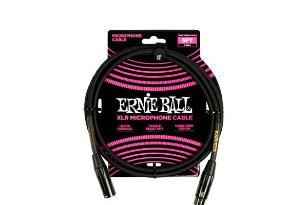 ERNIE BALL 6390 CAVO MICROFONICO BRAIDED NERO 1,5 M