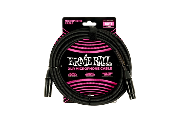 ERNIE BALL 6391 CAVO MICROFONICO BRAIDED NERO 4,5 M