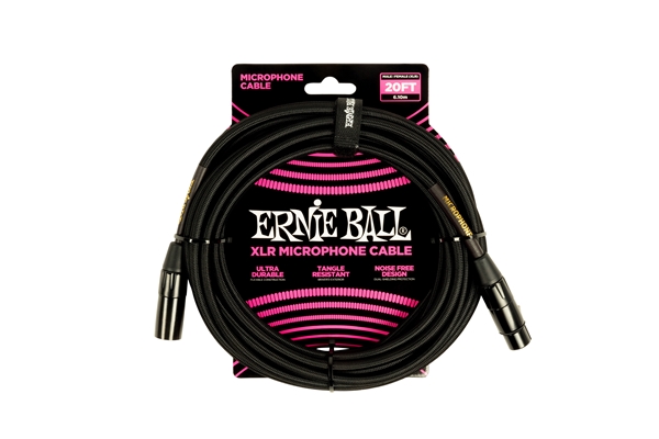 ERNIE BALL 6392 CAVO MICROFONICO BRAIDED NERO 6 M