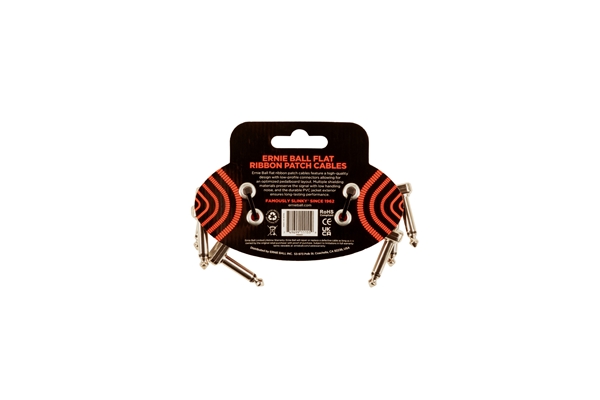 ERNIE BALL 6401 FLAT RIBBON PATCH CABLE RED 7,62CM 3-PK