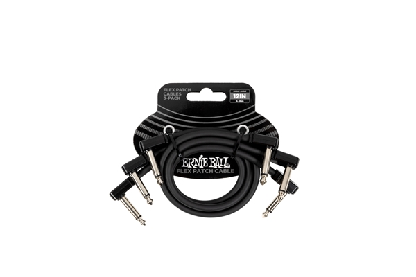 ERNIE BALL 6445 FLEX PATCH CABLE BLACK 30CM 3PK