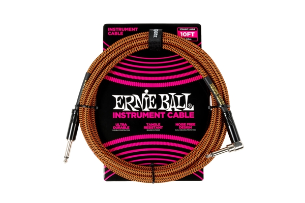 ERNIE BALL 6470 BRAIDED PUMPKIN PIE STRAIGHT-ANGLE 3M