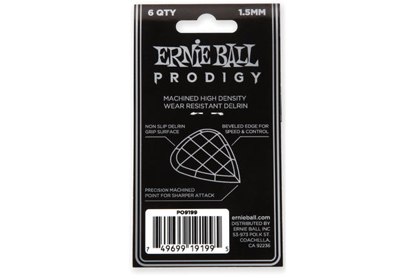 Ernie Ball 9199 Plettri Prodigy Standard Black 1,5 mm Busta 6